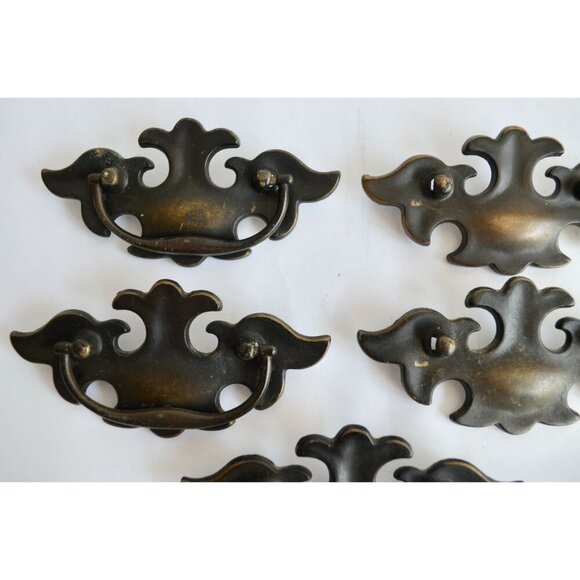 Lot of 5 Brass Bat Wing Drawer Pull Handles Chippendale Bail Pull 3" - Picture 4 of 6